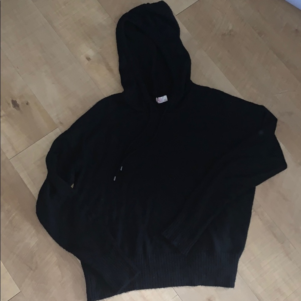 SO black hooded sweater